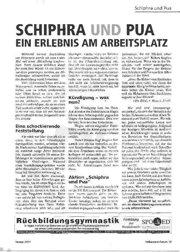 Vorschauseite 1: SCHIPHRA UND PUAEIN ERLEBNIS AM ARBEITSPLATZ
