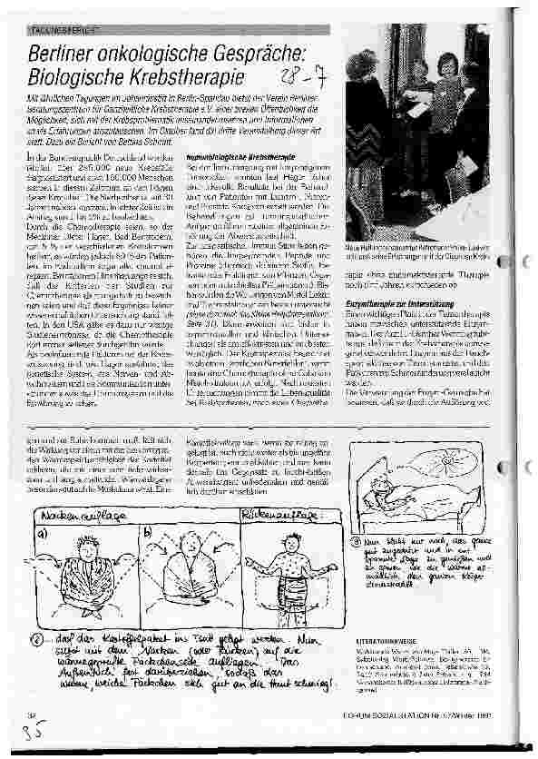 Vorschauseite 1: Berliner onkologische Gespräche: Biologische Krebstherapie