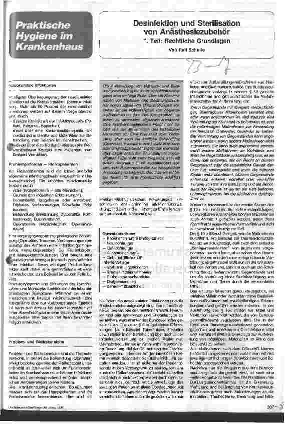Vorschauseite 1: Desinfektion und Sterilisation von Anästhesiezubehör 1. Teil: Rechtliche Grundlagen