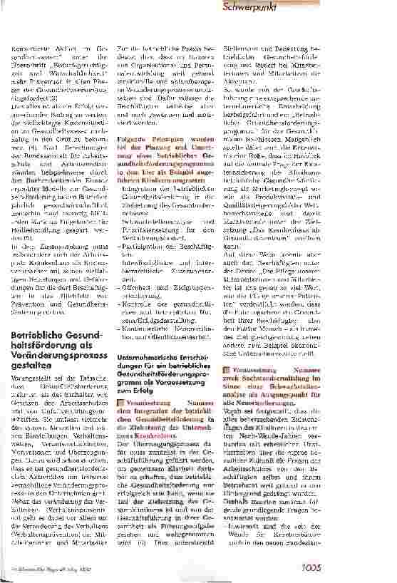 Vorschauseite 2: Betriebliche Gesundheitsförderung im Krankenhaus Handlungshilfe