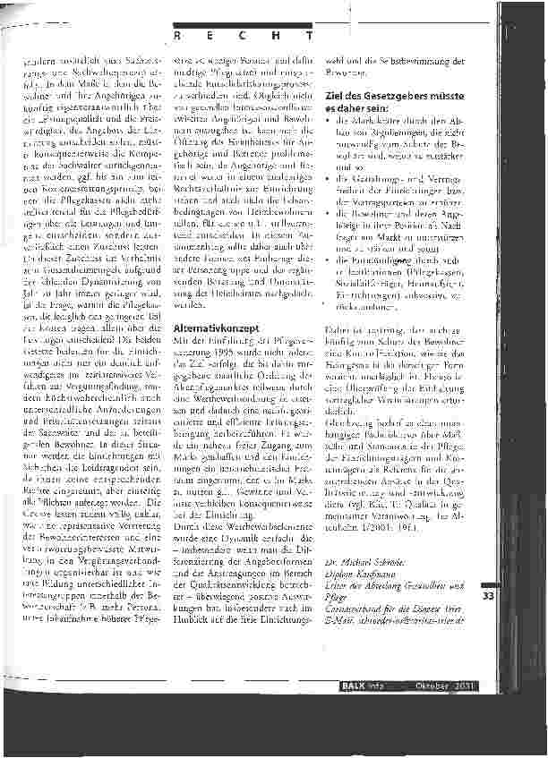 Vorschauseite 6: Tag und Nacht wird kontrolliert Neue Gesetze zur Qualitätssicherung in der stationären Altenhilfe