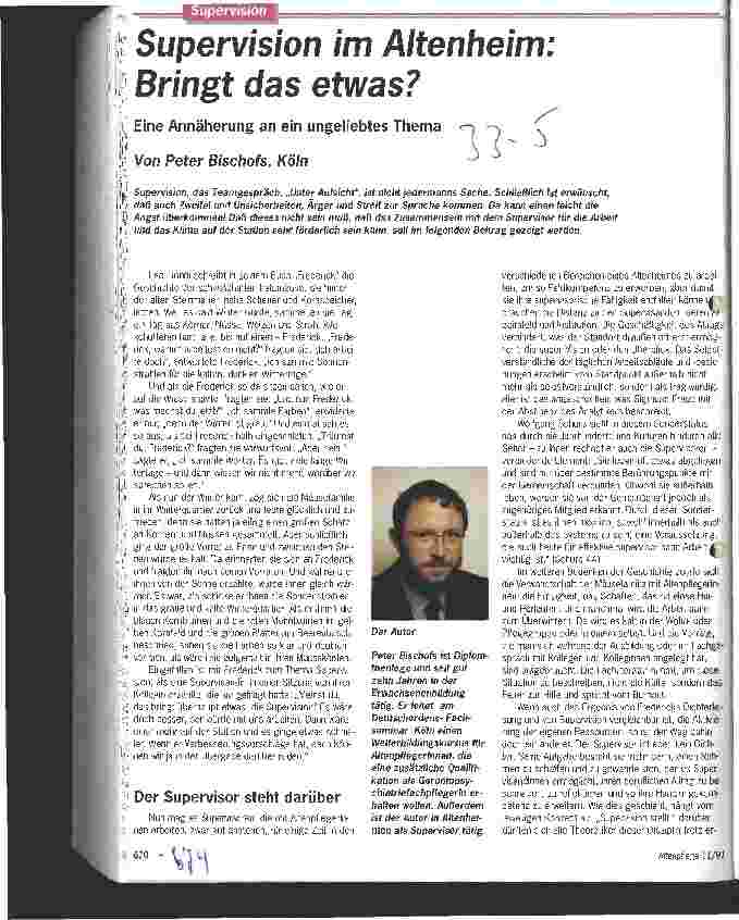 Vorschauseite 1: Supervision im Altenheim: Bringt das etwas? Eine Annäherung an ein ungeliebtes Thema