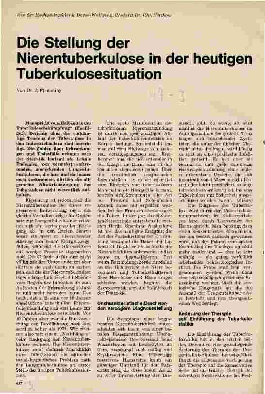Vorschauseite 1: Die Stellung der Nierentuberkulose in der heutigen Tuberkulose situation