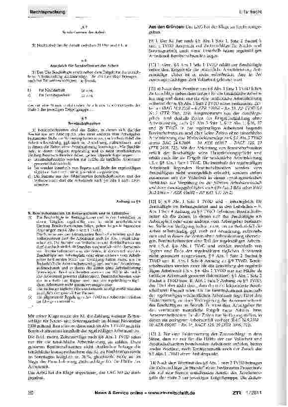 Vorschauseite 2: Zeitzuschläge für Nachtund Sonntagsarbeit -BereitschaftszeitenTVöD §6 Abs. 1, §7 Abs. 5, §8 Abs. 1, §9 Abs. 1, Anhang zu §9 B. Abs. 1