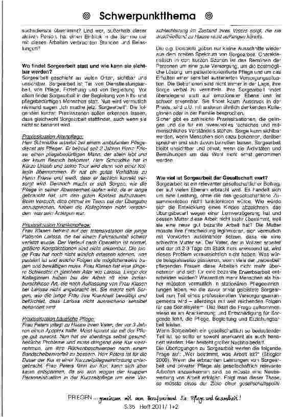 Vorschauseite 3: Sorgearbeit in der Pflege