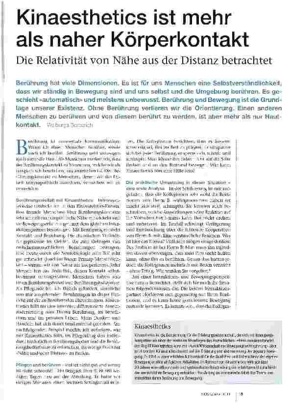 Vorschauseite 1: Kinaesthetics ist mehr als naher Körperkontakt