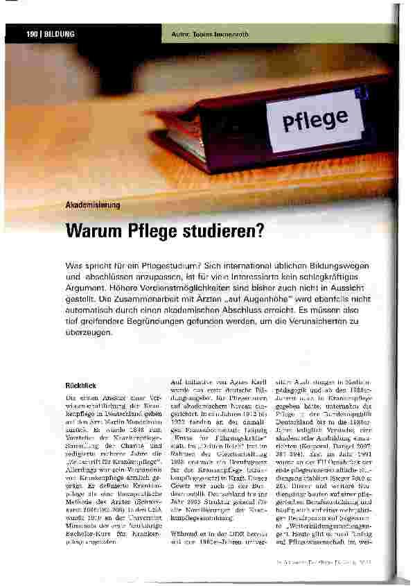 Vorschauseite 1: Akademisierung Warum Pflege studieren?