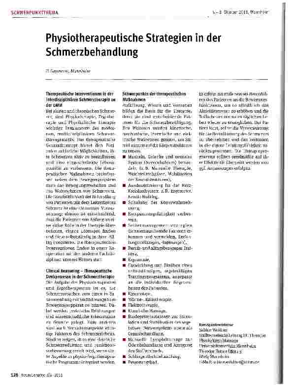 Vorschauseite 1: Physiotherapeutische Strategien in der Schmerzbehandlung