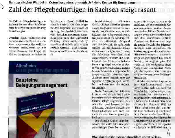 Vorschauseite 1: Zahl der Pflegebedürftigen in Sachsen steigt rasant