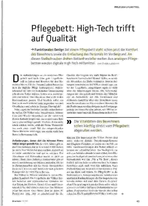 Vorschauseite 1: Pflegebett: High-Tech trifft auf Qualität