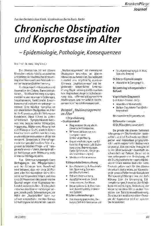 Vorschauseite 1: Chronische Obstipation und Koprostase im Alter