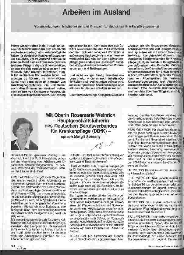 Vorschauseite 1: Mit Oberin Rosemarie Winrich - Hauptgeschäftsführerin des Deutschen Berufsverbandes fürs Krankenpflege sprach die Redaktion