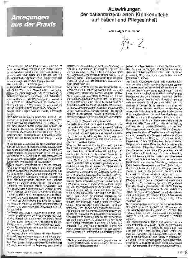 Vorschauseite 1: Auswirkungen der patientenzentrierten Krankenpflege auf Patient und Pflegeeinheit