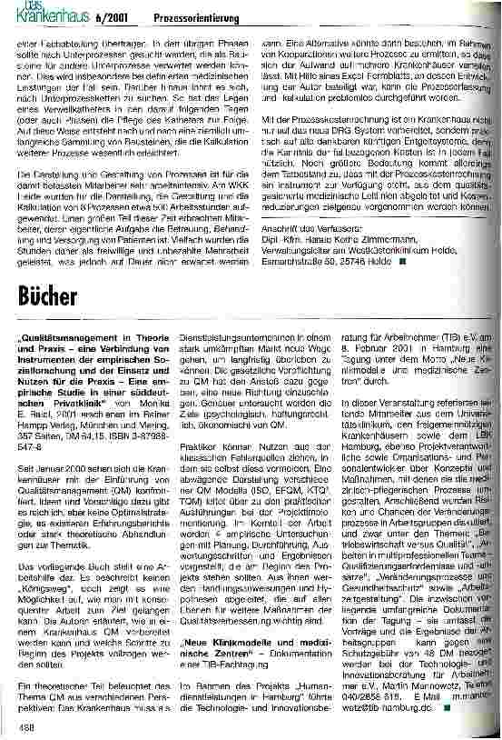 Vorschauseite 5: Effiziente Prozessorientierung am Westküstenklinikum Heide