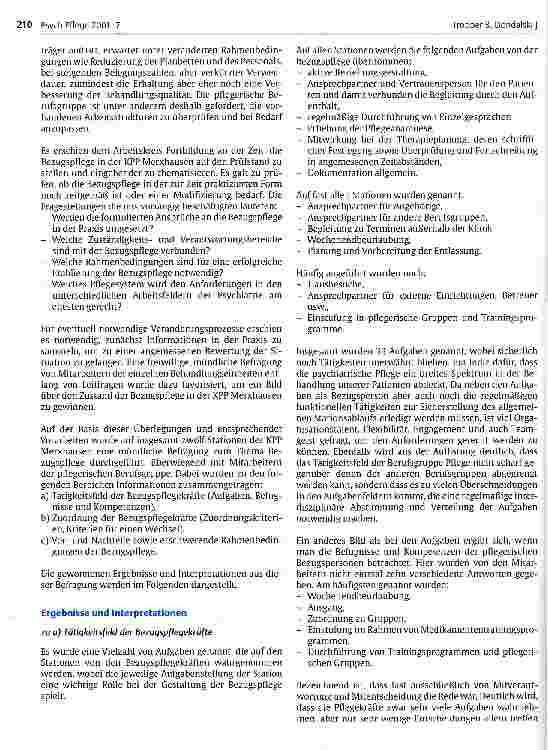 Vorschauseite 2: Die Bezugspflege im Fokus der Betrachtung Eine Bestandsaufnahme am Beispiel der Klinik für Psychiatrie und Psychotherapie Merxhausen