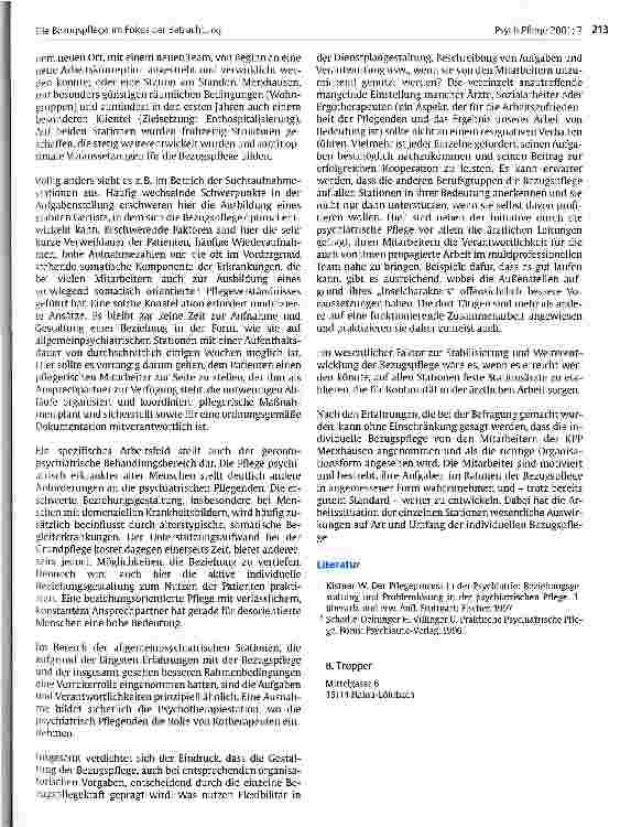 Vorschauseite 5: Die Bezugspflege im Fokus der Betrachtung Eine Bestandsaufnahme am Beispiel der Klinik für Psychiatrie und Psychotherapie Merxhausen