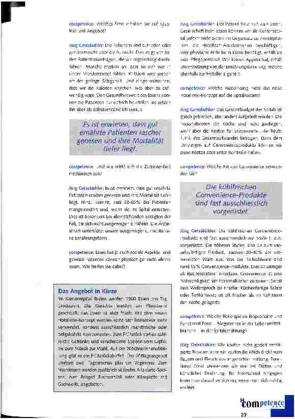 Vorschauseite 2: Eine gute Küche trägt zum Wohlbefinden des Patienten bei