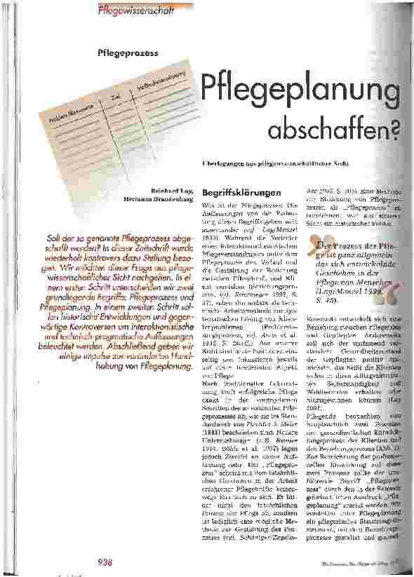 Vorschauseite 1: Pflegeplanung abschaffen? Überlegungen aus pflegewissenschaftlicher Sicht