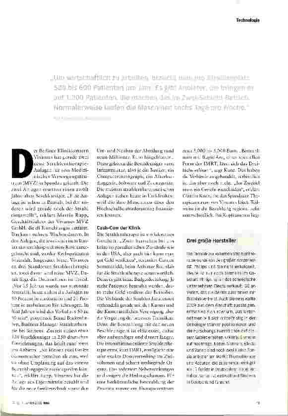 Vorschauseite 2: KREBSTHERAPiELukrative Strahlen