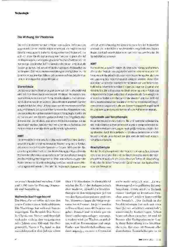 Vorschauseite 3: KREBSTHERAPiELukrative Strahlen