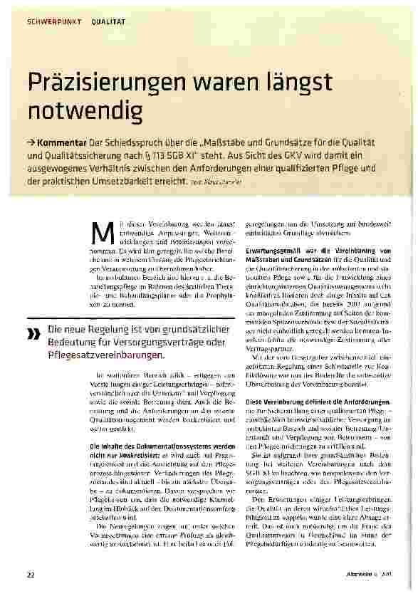 Vorschauseite 1: Präzisierungen waren längst notwendig