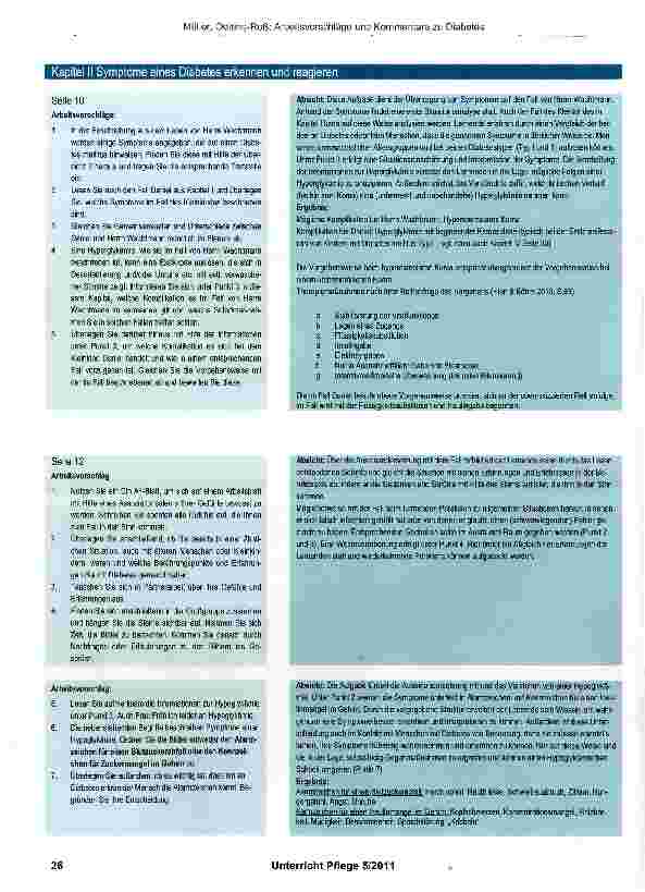Vorschauseite 3: Arbeitsvorschläge und Erwartungshorizont zum Thema: Pflegesituationen bei Diabetes mellitus