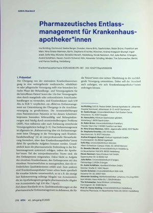 Vorschauseite 1: Pharmazeutisches Entlass management für Krankenhausapotheker*innen