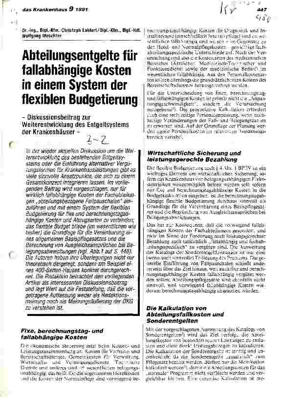 Vorschauseite 1: Abteilungsentgelte für fallabhängige Koste in einem System der flexiblen Budgetierung