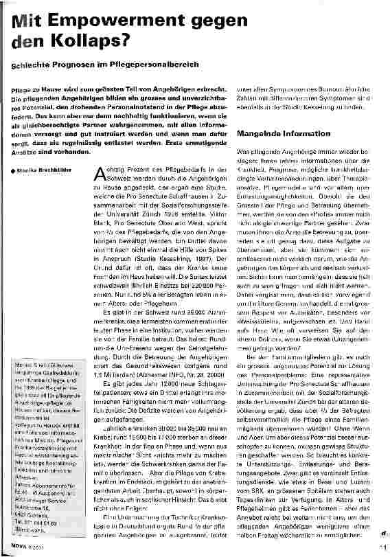 Vorschauseite 1: Mit Empowerment gegen den Kollaps? Schlechte Prognosen im Pflegepersonalbereich