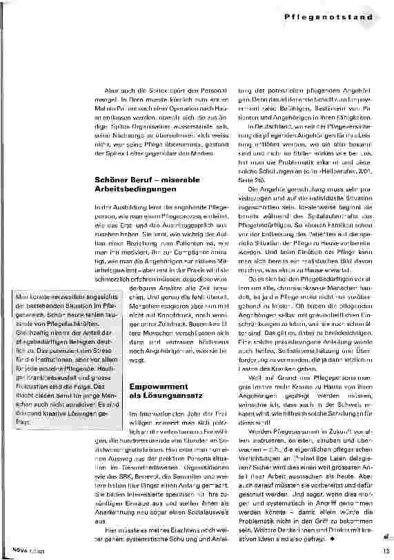 Vorschauseite 3: Mit Empowerment gegen den Kollaps? Schlechte Prognosen im Pflegepersonalbereich