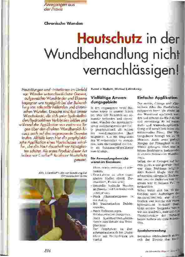 Vorschauseite 1: Hautschutz in der Wundbehandlung nicht vernachlässigen! Chronische Wunden