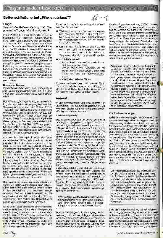 Vorschauseite 1: Bettenschließung bei Pflegenotstand?