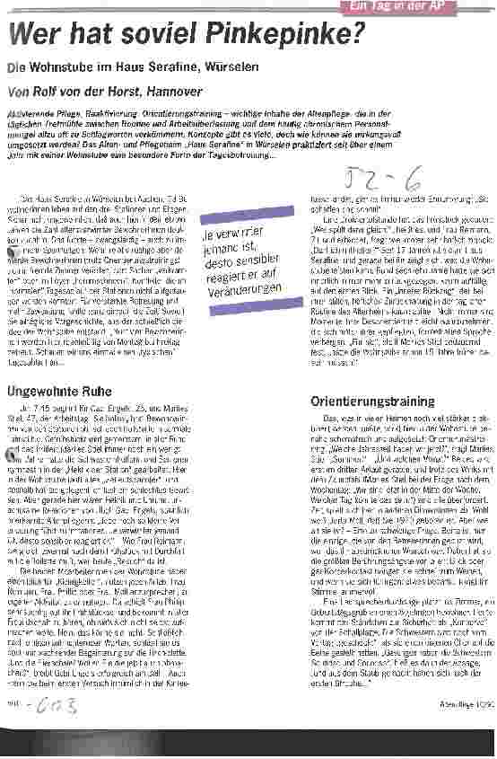 Vorschauseite 1: Wer hat soviel Pinkepinke? Die Wohnstube im Haus Serafine, Würselen