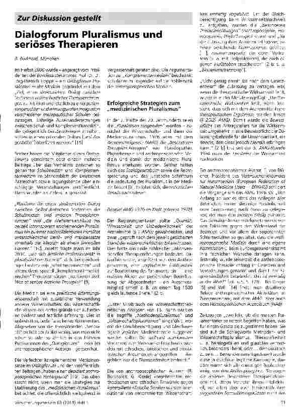 Vorschauseite 1: Zur Diskussion gestelltDialogforum Pluralismus und seriöses Therapieren