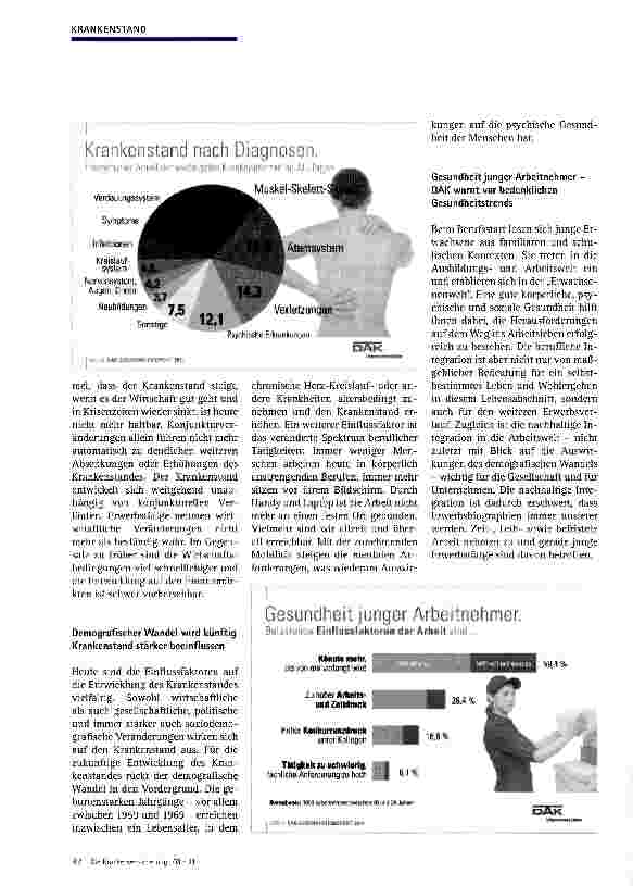 Vorschauseite 2: Krankmeldungen steigen 2010 trotz Aufschwung nicht