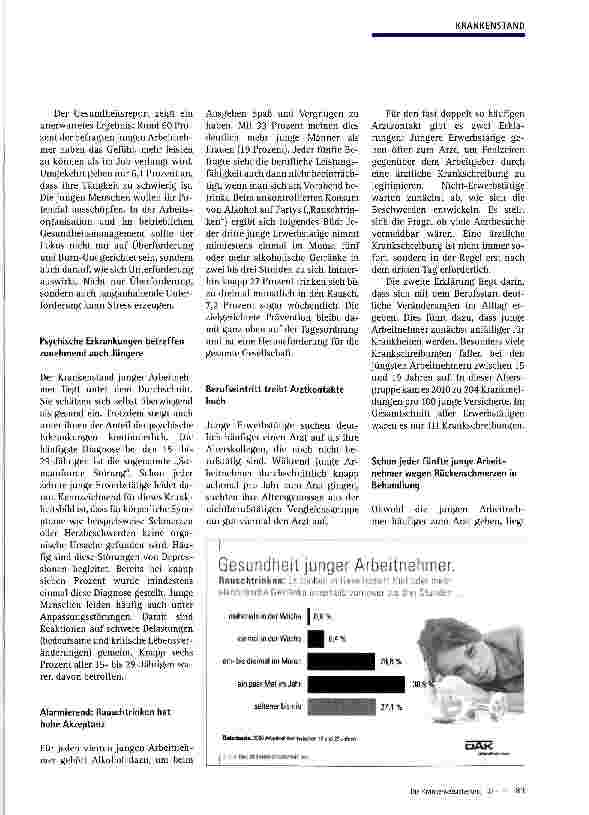 Vorschauseite 3: Krankmeldungen steigen 2010 trotz Aufschwung nicht