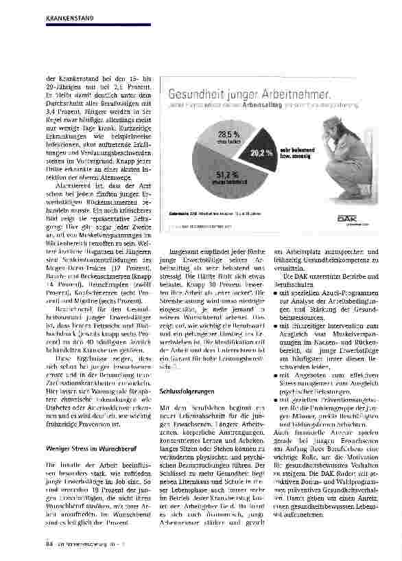 Vorschauseite 4: Krankmeldungen steigen 2010 trotz Aufschwung nicht