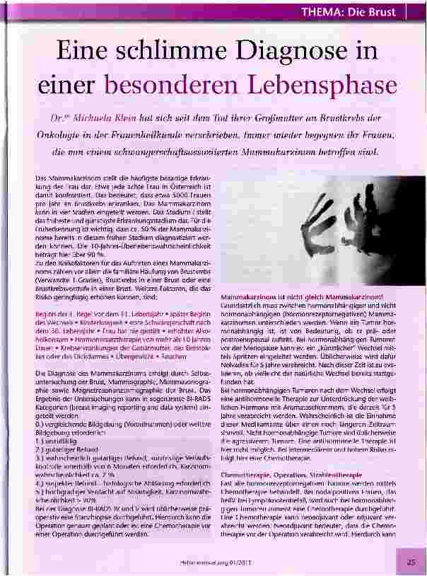 Vorschauseite 1: Eine schlimme Diagnose in einer besonderen Lebensphase