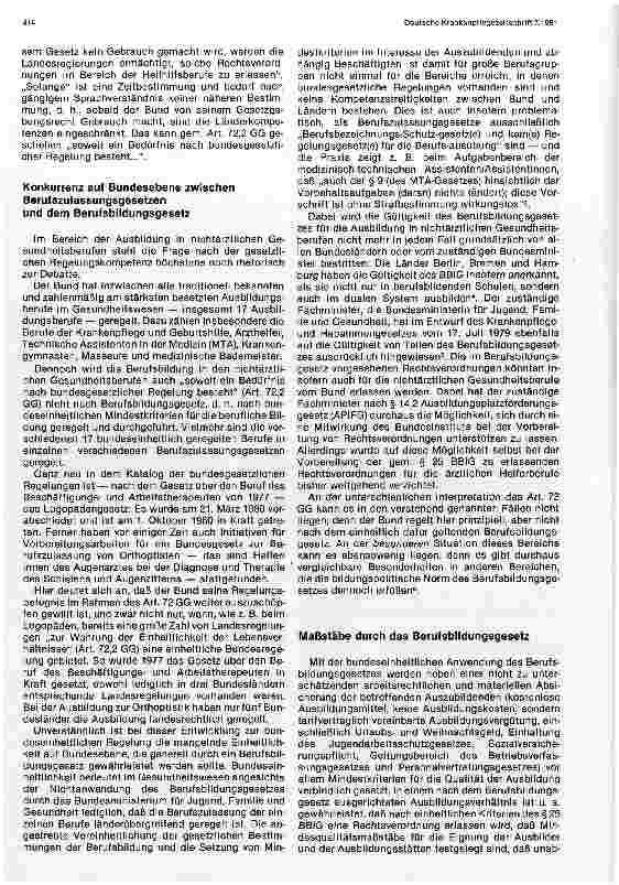 Vorschauseite 2: Die Regelsituation in der Aus-u. Weiterbildung zu nichtärztlichen Gesundheitsberufen
