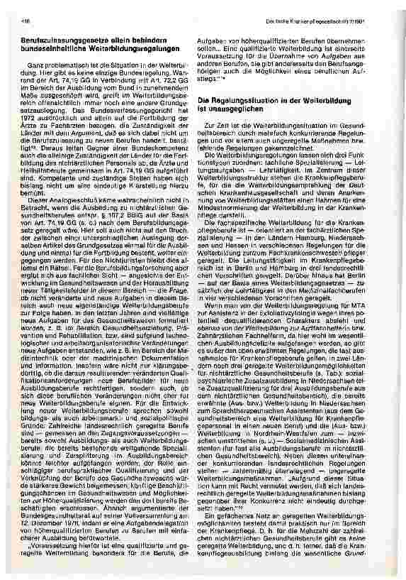 Vorschauseite 4: Die Regelsituation in der Aus-u. Weiterbildung zu nichtärztlichen Gesundheitsberufen