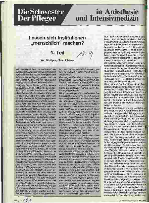 Vorschauseite 1: Lassen sich Institutionen menschlich machen? 1. Teil