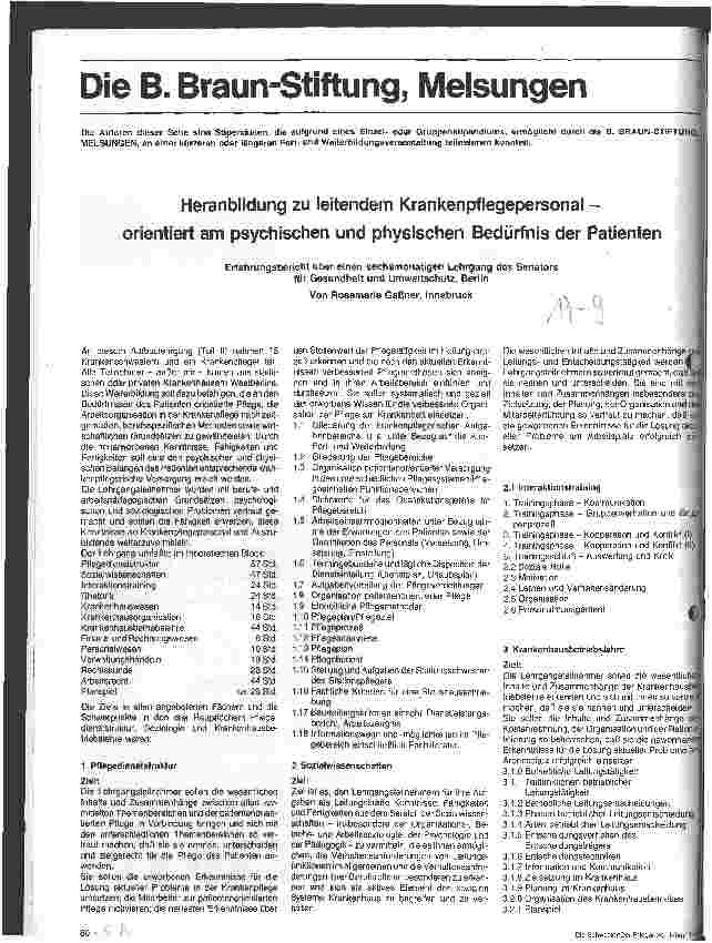 Vorschauseite 1: Heranbildung zu leitendem Krankenpflegepersonal - orientiert am psychischen und physischen Bedürfnis der Patienten