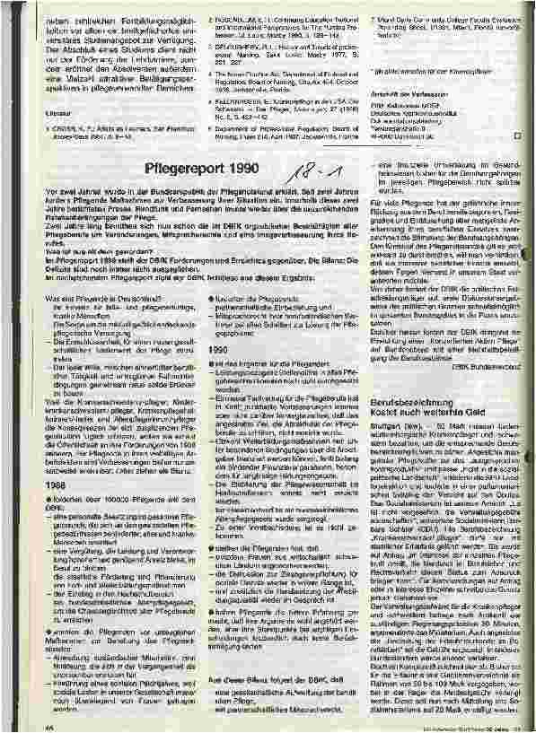 Vorschauseite 1: Pflegereport 1990