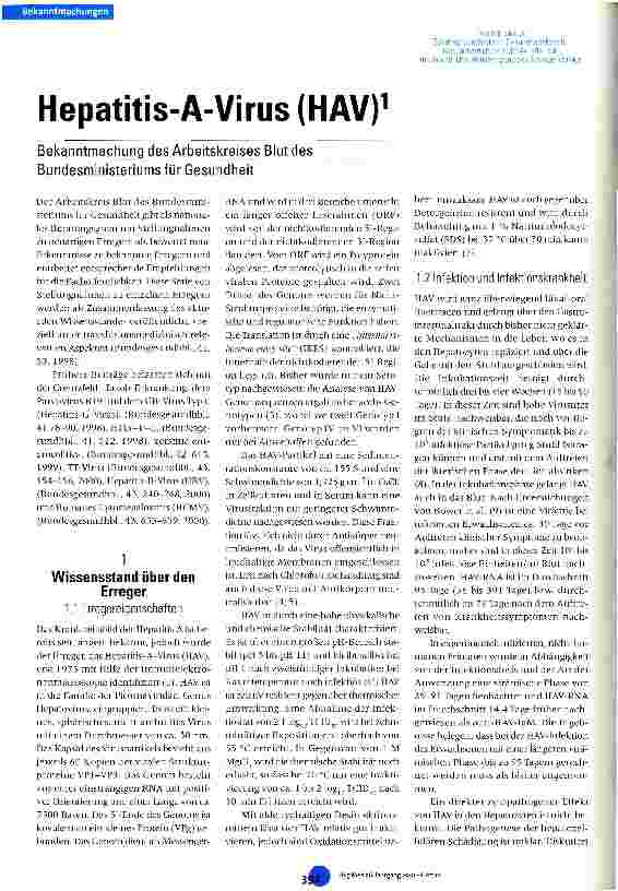 Vorschauseite 1: Hepatitis-A-Virus (HAV)