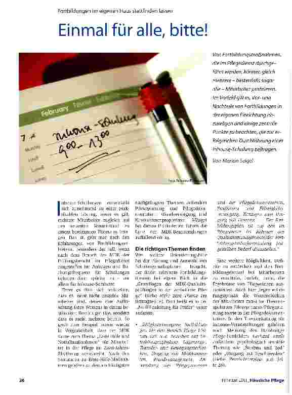 Vorschauseite 1: Fortbildungen im eigenen Haus stattfinden lassenEinmal für alle, bitte!