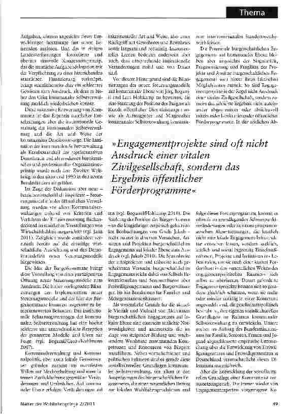 Vorschauseite 2: Kommunale Selbstverwaltung in der ZivilgesellschaftPlädoyer für die bürgerschaftliche Revitalisierung einer modernen Institution