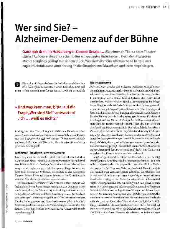 Vorschauseite 1: Wer sind Sie?-Alzheimer-Demenz auf der Bühne