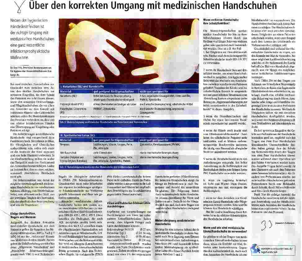 Vorschauseite 1: Über den korrekten Umgang mit medizinischen Handschuhen