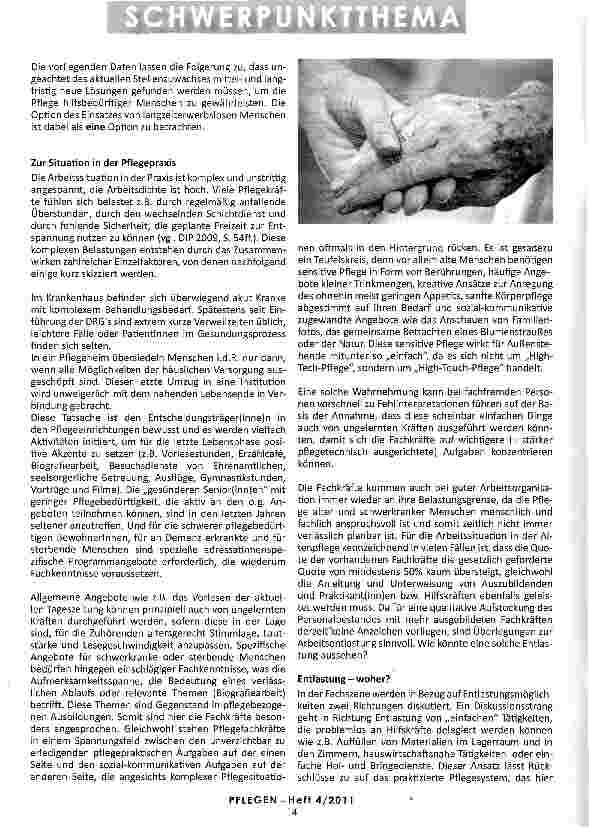 Vorschauseite 2: PFLEGENOTSTAND UND NEUE LÖSUNGEN? Zum Einsatz von erwerbslosen Personen in der Pflege -Diskussion und Positionsbestimmung