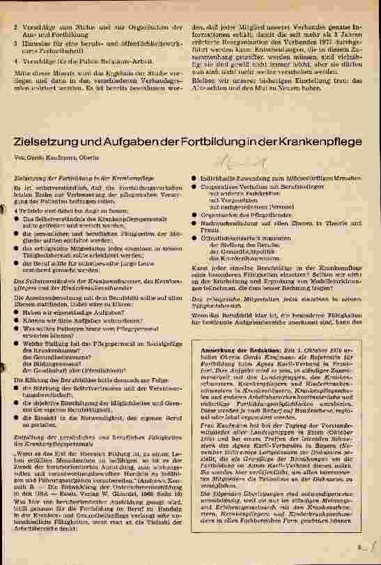 Vorschauseite 1: Zielsetzung und Aufgaben der Fortbildung in der Krankenpflege